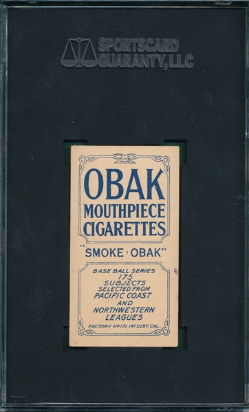 1910 T212-2 Thompson Obak Cigarettes SGC 60 *Only One Higher*