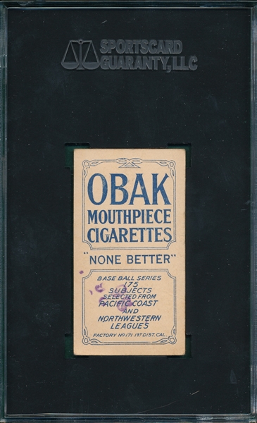 1910 T212-2 Zackert Obak Cigarettes SGC 60 
