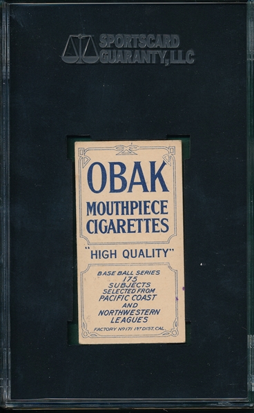 1910 T212-2 Stewart Obak Cigarettes SGC 60 *None Higher*