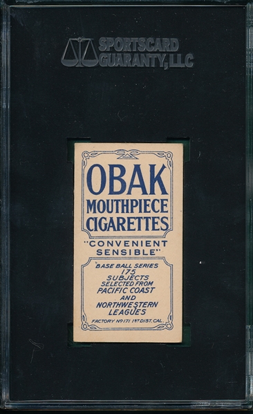 1910 T212-2 Vitt Obak Cigarettes SGC 60 