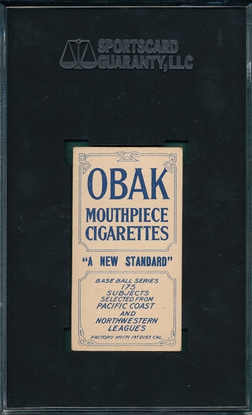 1910 T212-2 Williams Obak Cigarettes SGC 60 *None Higher*