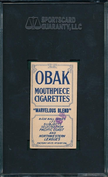 1910 T212-2 Swander Obak Cigarettes SGC 60 