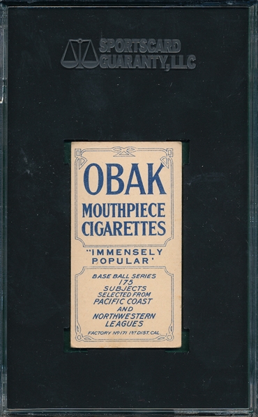 1910 T212-2 Tonnesen Obak Cigarettes SGC 60 *None Graded Higher*