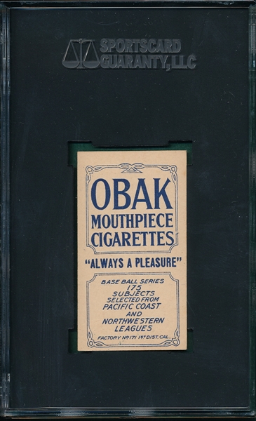 1910 T212-2 Seaton, Portland, Obak Cigarettes SGC 60 
