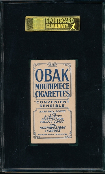 1910 T212-2 Smith, Portland, Obak Cigarettes SGC 60 