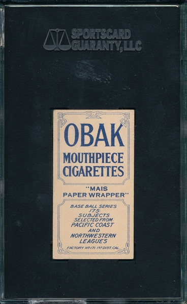 1910 T212-2 Steen Obak Cigarettes SGC 60 