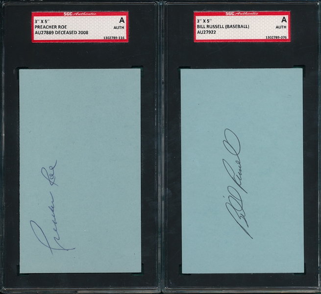 Lot of (7) Autographed Index Card SGC Authentic W/ Ted Lyons