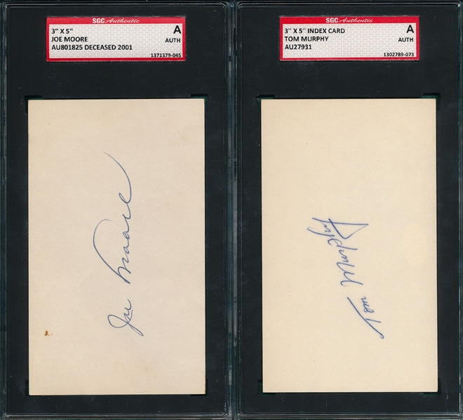 Lot of (6) Autographed Index Card SGC Authentic W/ Joe Sewell