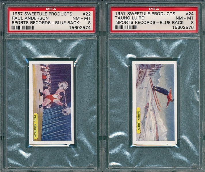1957 Sweetule Products, Sports Records Blue Backs, Complete (25) PSA
