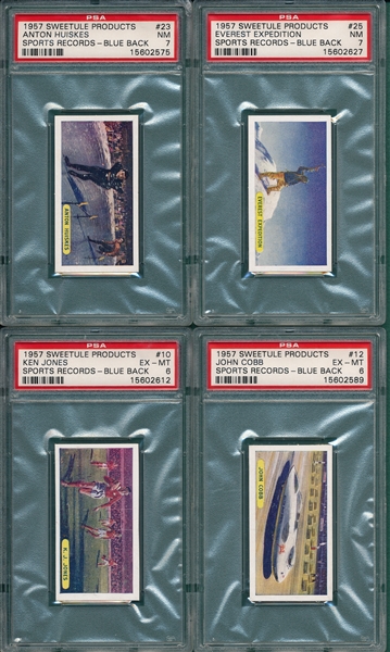 1957 Sweetule Products, Sports Records Blue Backs, Complete (25) PSA