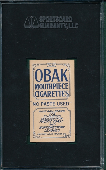1910 T212-2 Burrell Obak Cigarettes SGC 80 *Only One Graded Higher*
