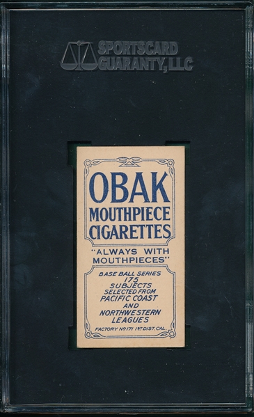1910 T212-2 Garrett Obak Cigarettes SGC 80 *Highest Graded*