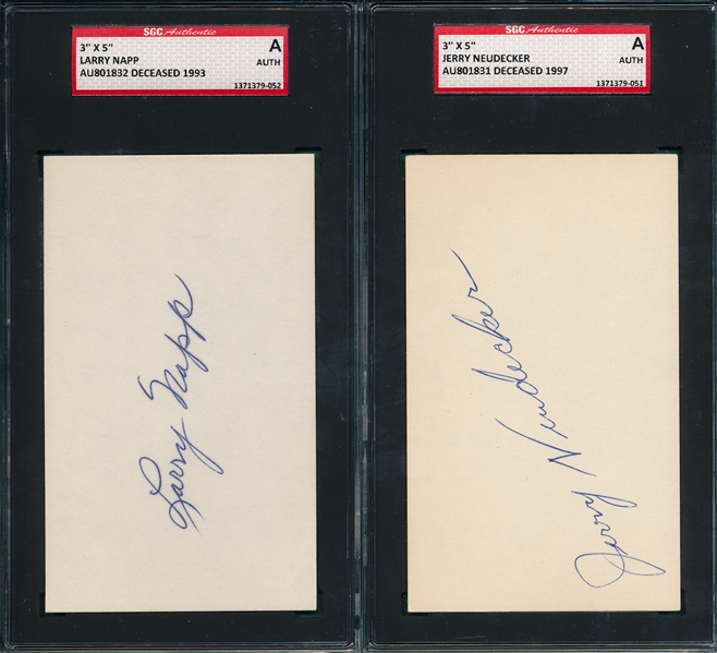 Lot of (4) Umpires W/ Conlin,Wendelstedt, Autographed Index Card SGC Authentic 