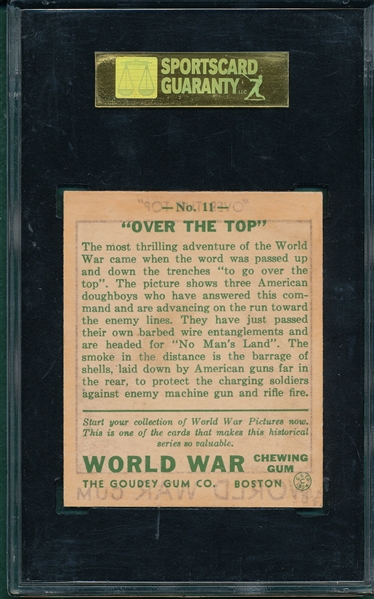1933 Goudey World War Gum #11 Over the Top SGC 88