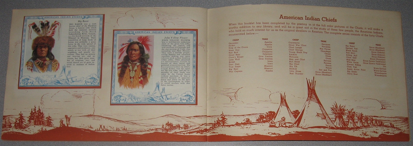1930s American Indian Chiefs Sticker Album Complete