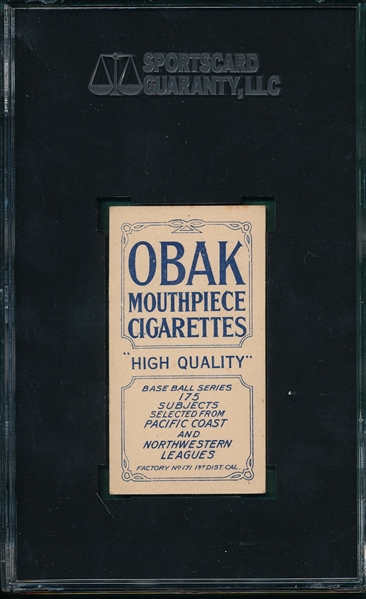 1910 T212-2 Warren Obak Cigarettes SGC 60 