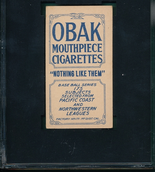 1910 T212-2 Streib Obak Cigarettes SGC 60 *Only One Higher*