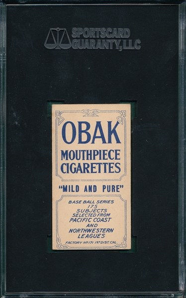 1910 T212-2 Smith, J., Obak Cigarettes SGC 60 *Only One Higher*