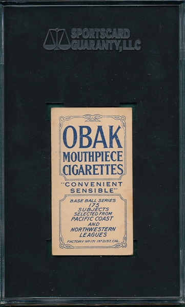 1910 T212-2 Waring Obak Cigarettes SGC 60 *Only One Higher*