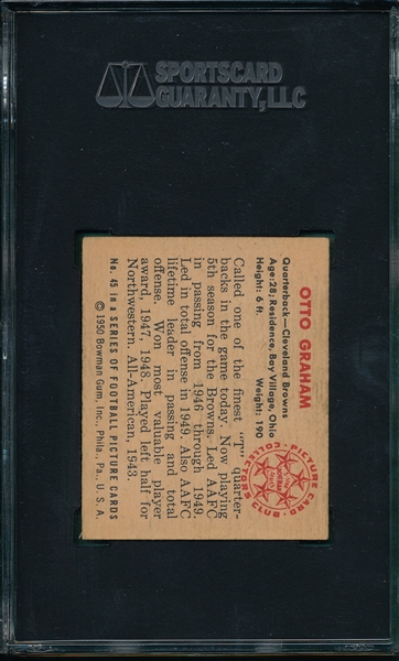 1950 Bowman FB #45 Otto Graham SGGC 55 *Rookie*