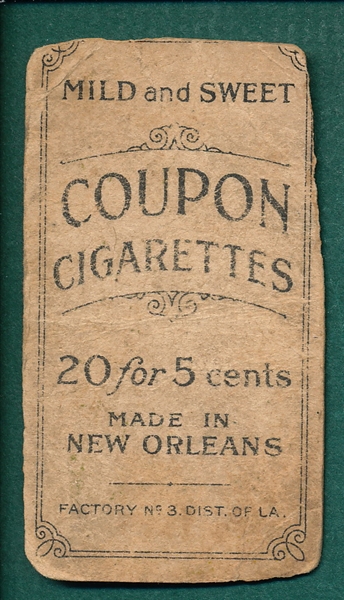 1914 T213-2 Zach Wheat, Brooklyn, Coupon Cigarettes