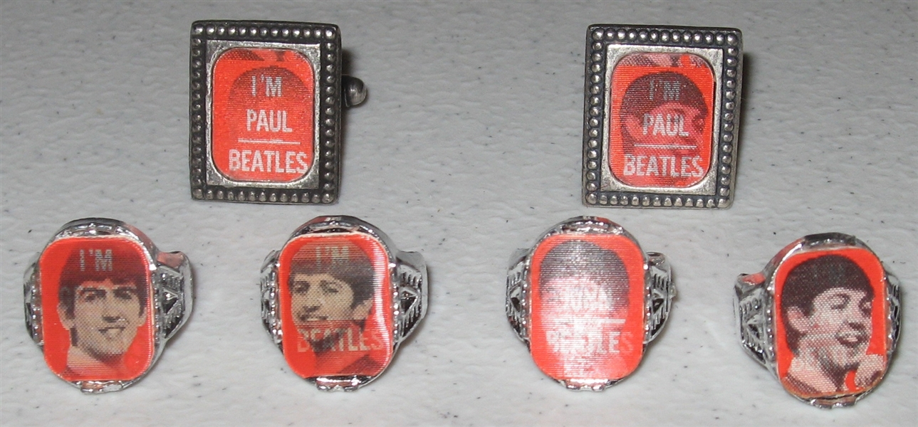 Beatles Lot of Rings (4) & Cuff Links (2)