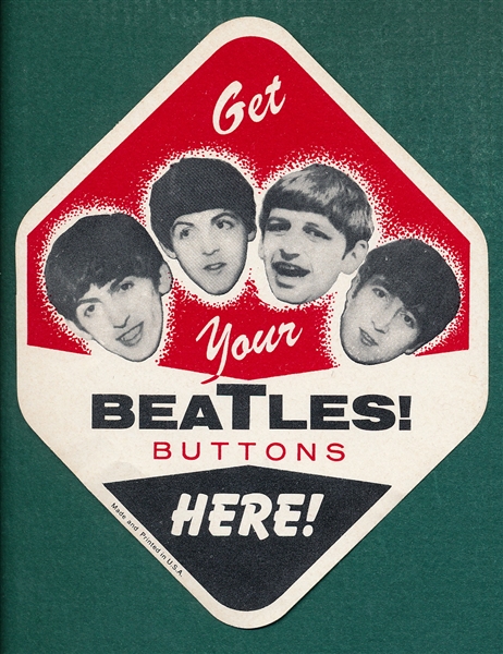 1964 Green Duck Co. Beatles Lot of Mini Button Pins (8) & Advertising Piece