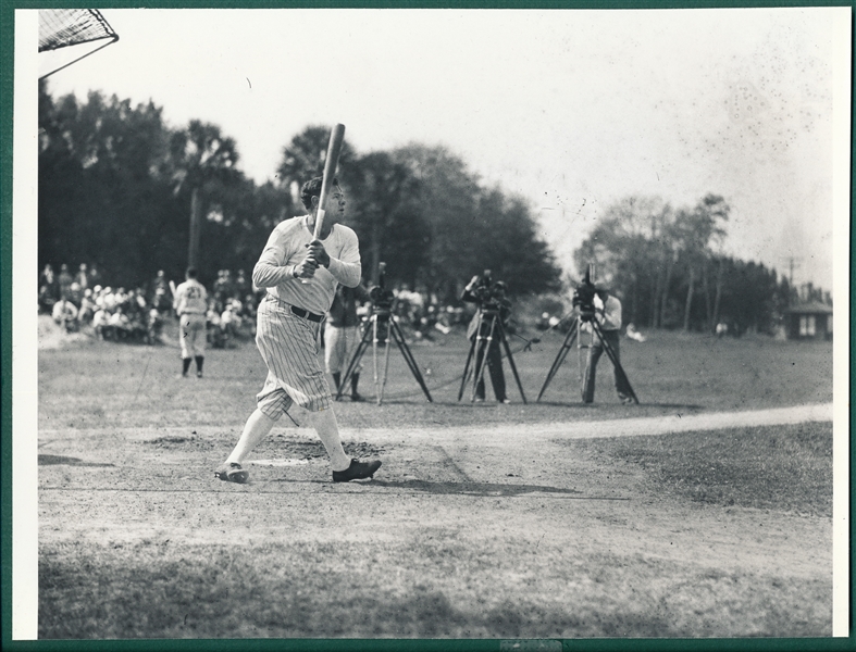 1930s Babe Ruth Spring Training Photo, Swinging at Plate