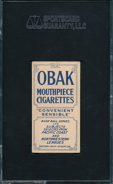 1910 T212-2 George Manush Obak Cigarettes SGC 50