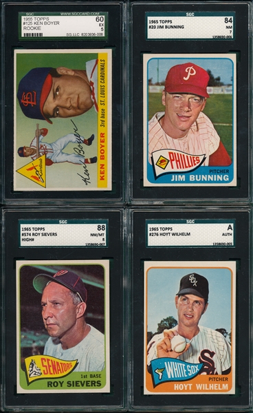 1955/65 Topps Lot of (4) W/ Boyer, Rookie SGC