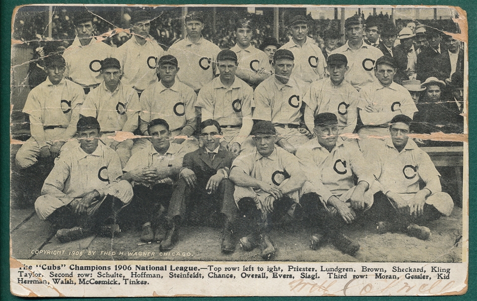 1906 Suhling & Koehn Chicago Cubs Team Postcard