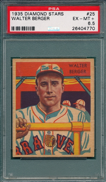 1934-36 Diamond Stars #25 Walter Berger PSA 6.5
