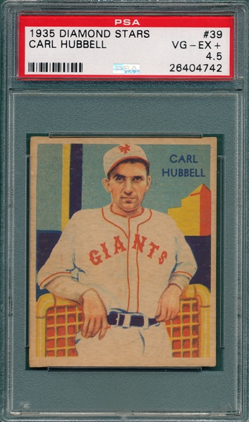 1934-36 Diamond Stars #39 Carl Hubbell PSA 4.5