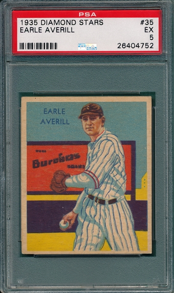 1934-36 Diamond Stars #35 Earle Averill PSA 5