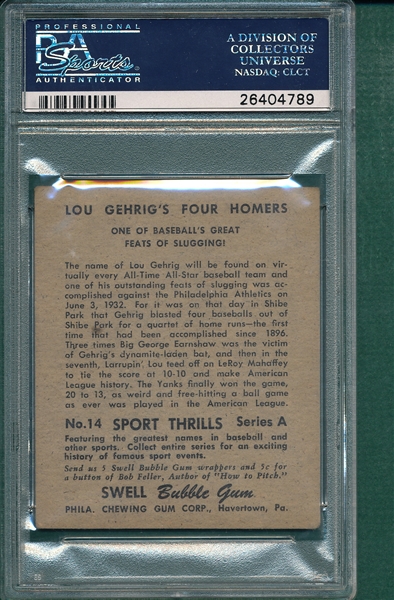 1948 Swell #14 Lou Gehrig Sport Thrills PSA 3.5