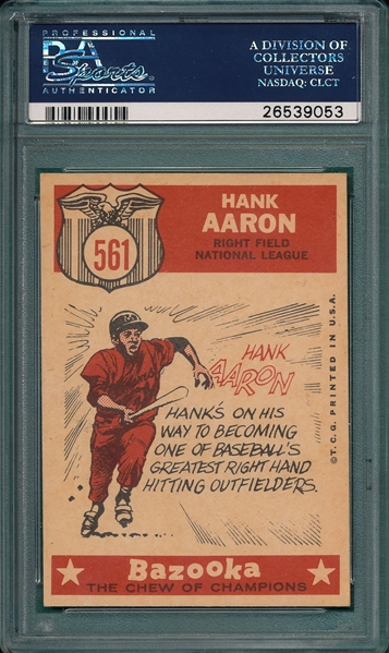 1959 Topps #561 Hank Aaron, AS, PSA 6 *Hi #*