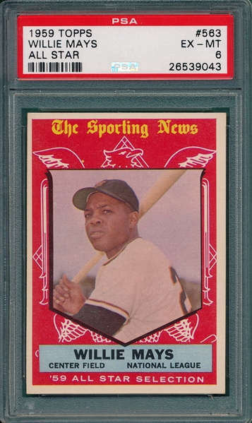 1959 Topps #563 Willie Mays, AS, PSA 6 *Hi #*