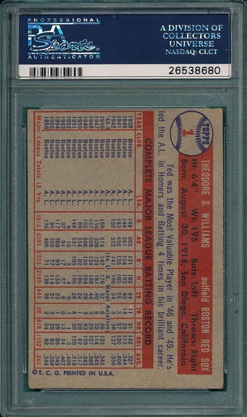 1957 Topps #1 Ted Williams PSA 4