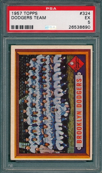 1957 Topps #324 Dodgers Team PSA 5