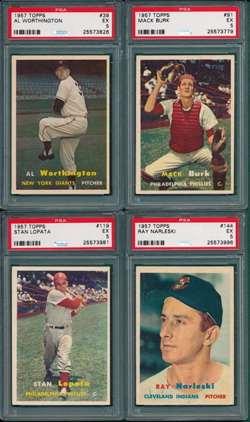 1957 Topps (6) Card Lot W/ #331 Katt PSA 5