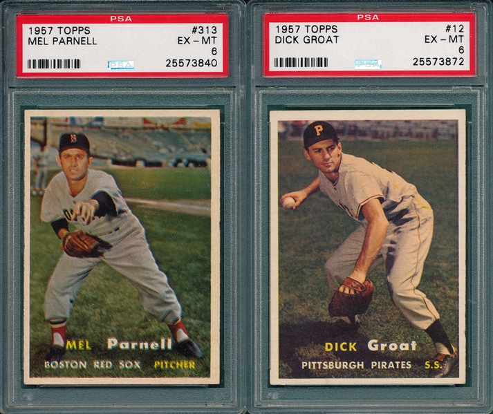 1957 Topps (5) Card Lot W/ #313 Parnell PSA 6