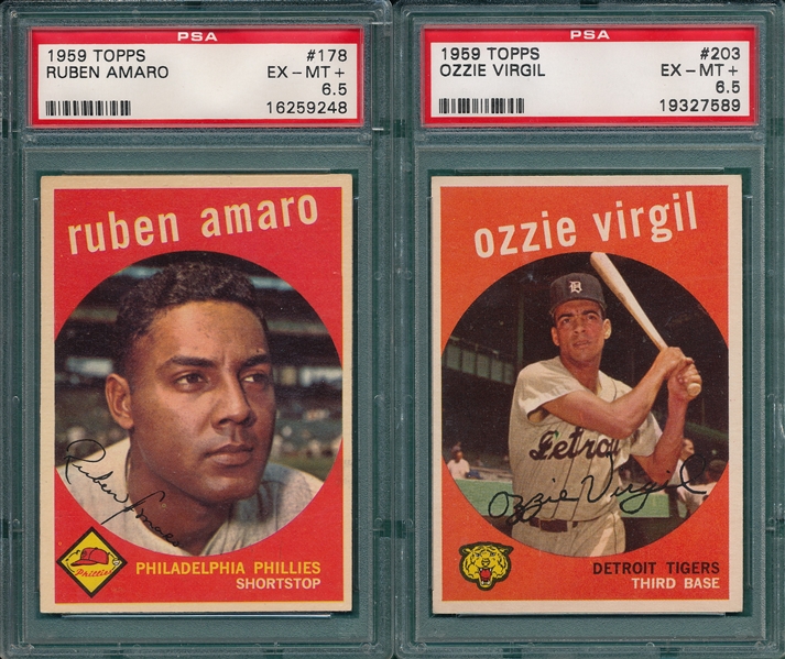 1959 Topps (5) Card Lot W/ #178 Amaro PSA 6.5