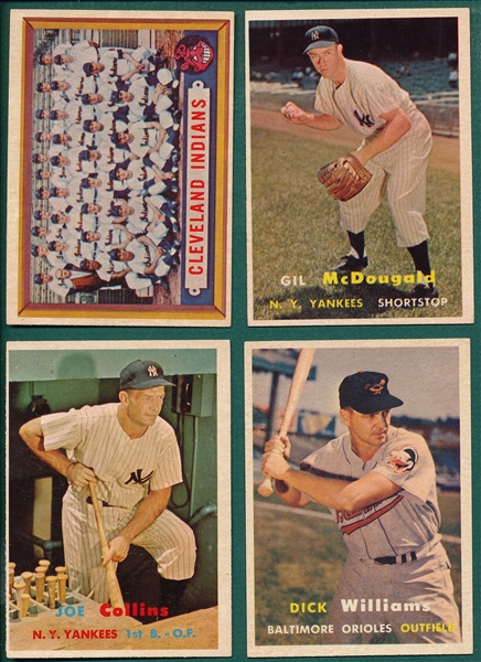 1957 Topps Lot of (50) W/ Indians Team & Mid Numbers