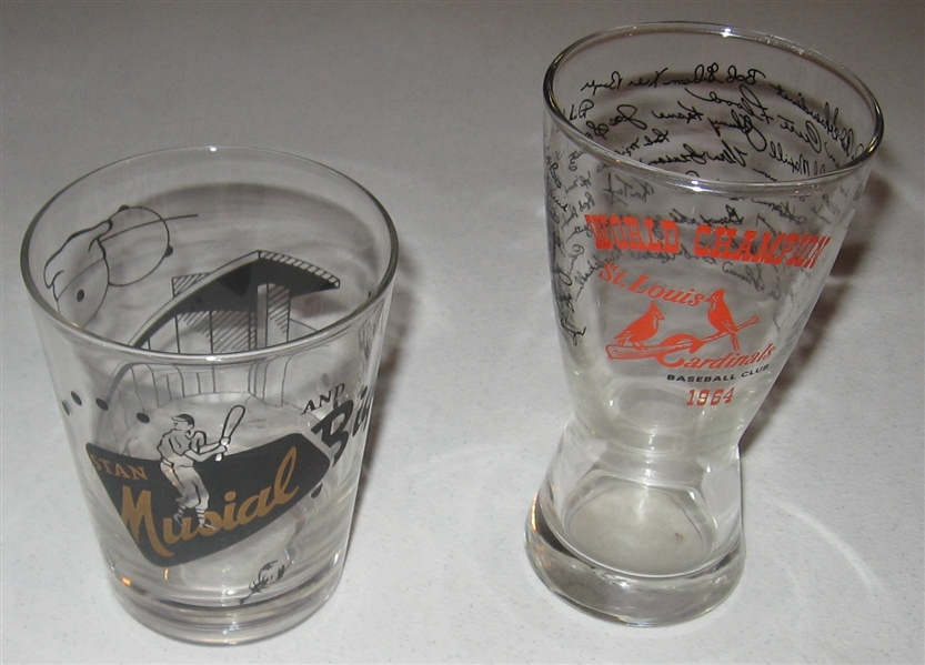 1960s Stan Musial & St. Louis Cardinals Glasses Lot of (2)