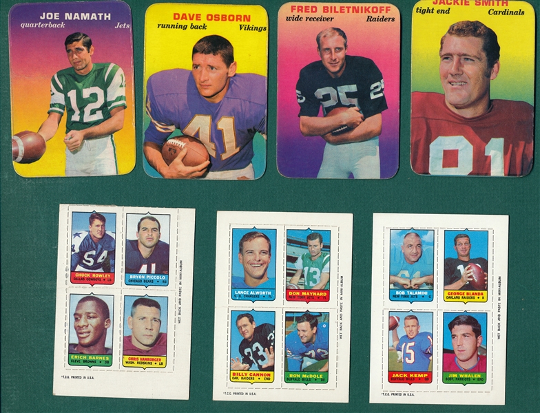 1969-71 Topps FB Inserts 4 in 1, Glossy, & Game, Lot of (21) W/ Unitas