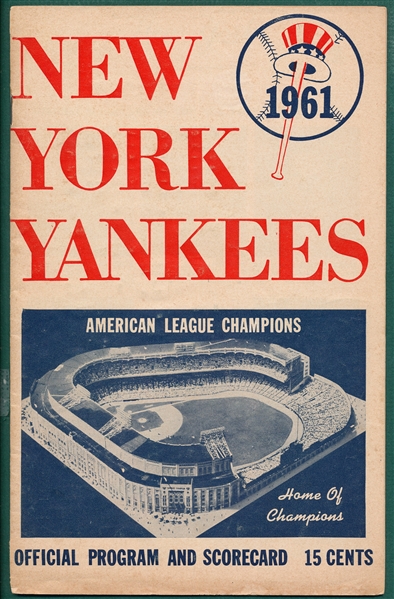 1956-62 New York Yankees Scorecards Lot of (5)