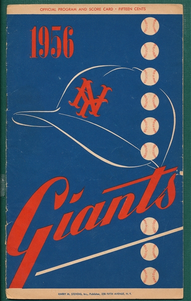 1956-57 New York Giants Scorecards & Yearbook Lot of (3) 