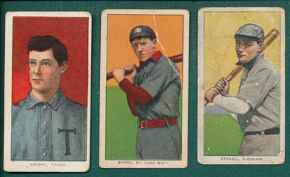 1909-1911 T206 Stovall, Byrne & Wright, Lot of (3)