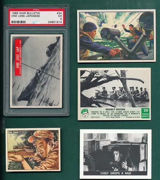 1940s - 60s Lot of (15) War Related Cards W/ War Bulletin PSA 5