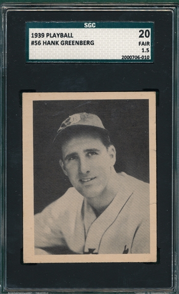 1939 Play Ball #56 Hank Greenberg SGC 20 *Presents Better*